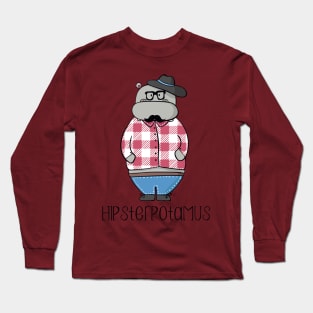 Hipsterpotamus- Funny Hippo Hipster gift Long Sleeve T-Shirt